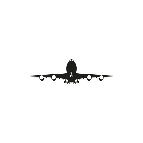 Icône simple avion noir sur fond blanc — Image vectorielle