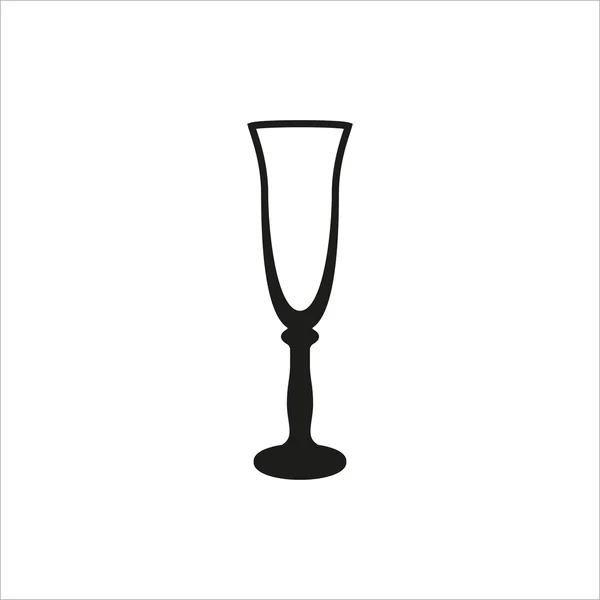 Icono de cristal de champán vacío estilo monocromo sobre fondo blanco — Vector de stock