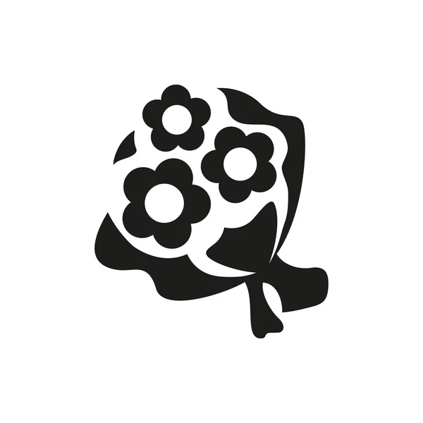 Sencillo ramo negro de flores icono sobre fondo blanco — Vector de stock