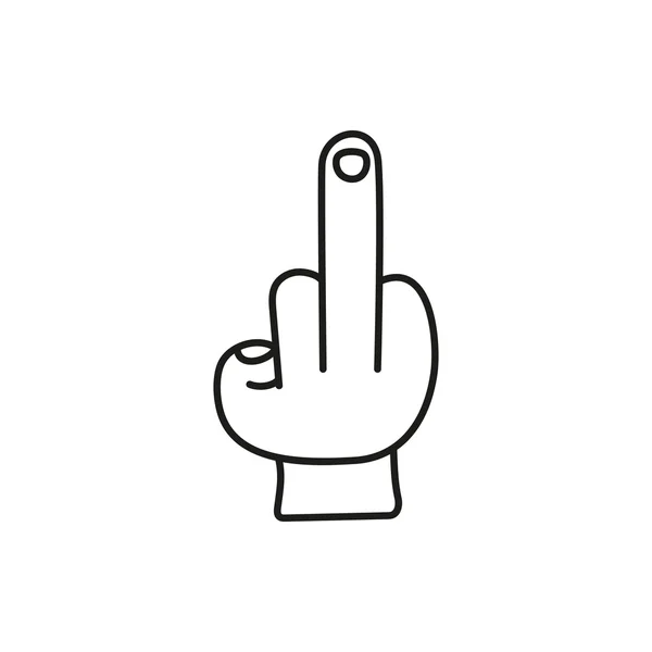 Handen visar långfingret upp. knulla dig eller helvete. enkel svart minimal ikon på vit bakgrund — Stock vektor