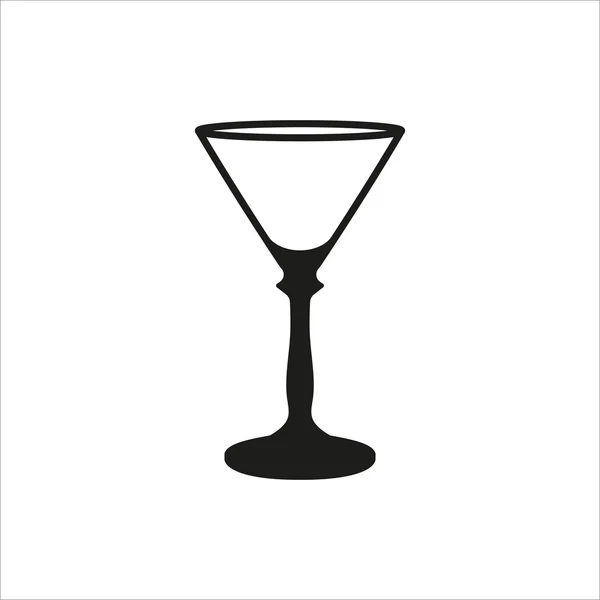 Üres átlátszó martini pohár kupa ikon a egyszerű fekete-fehér stílus ikon fehér háttér — Stock Vector