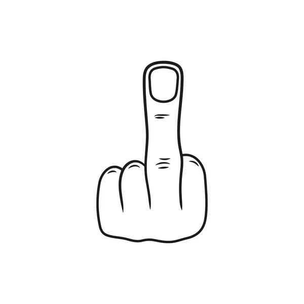 Hand showing middle finger up. fuck you or fuck off. simple black minimal icon on white background — Stock Vector