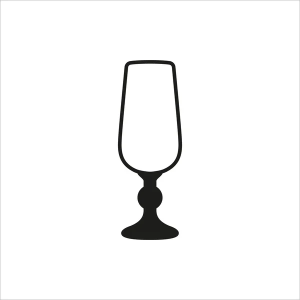 Ícone de vidro de champanhe vazio estilo monocromático no fundo branco — Vetor de Stock