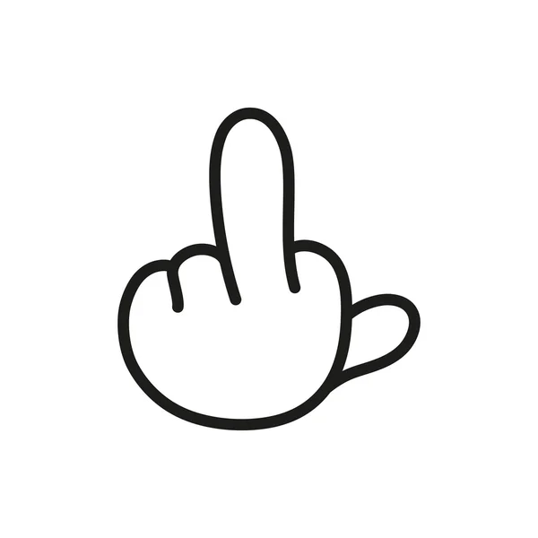 Hand showing middle finger up. fuck you or fuck off. simple black minimal icon on white background — Stockvector