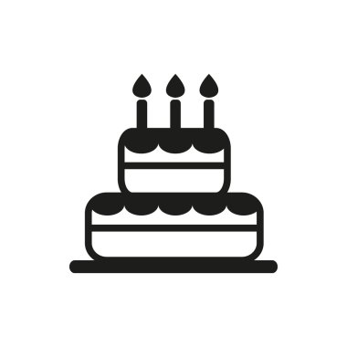 Beyaz arka plan basit siyah kek simgesini