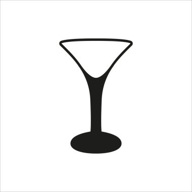 Boş şeffaf martini cam fincan simgesinde basit tek renkli stil ikonu beyaz arka plan üzerinde