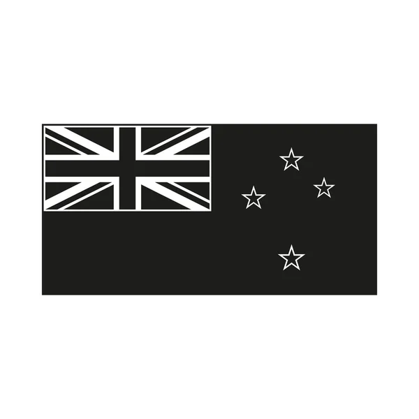 Bandeira do país novo zeland monocromático sobre fundo branco — Vetor de Stock