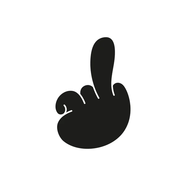 Hand zeigt Mittelfinger nach oben. fuck you or fuck off. einfaches schwarzes Minimalsymbol auf weißem Hintergrund — Stockvektor