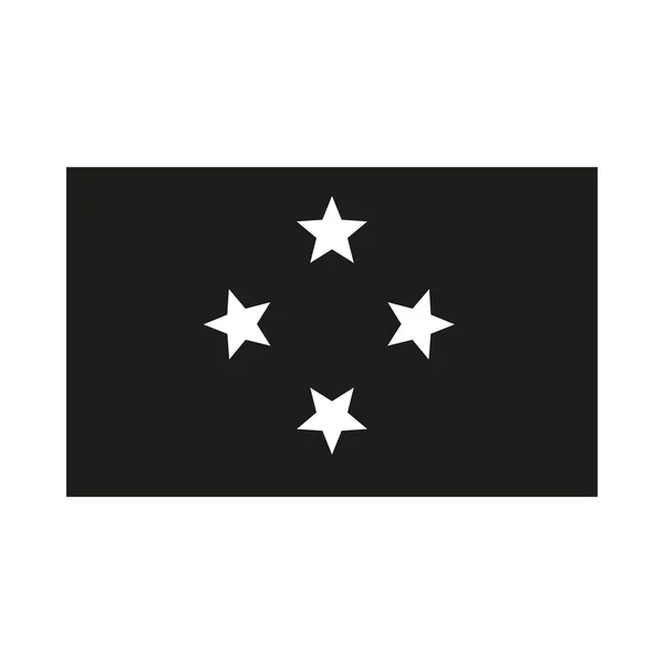 ミクロネシア連邦の国旗白黒ホワイト バック グラウンド — ストックベクタ
