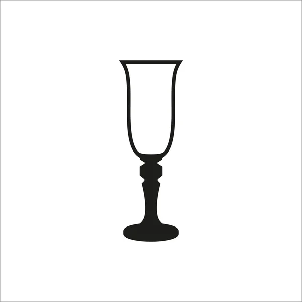Icono de cristal de champán vacío estilo monocromo sobre fondo blanco — Vector de stock