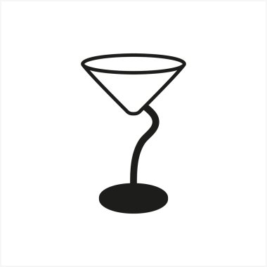 Boş şeffaf martini cam fincan simgesinde basit tek renkli stil ikonu beyaz arka plan üzerinde