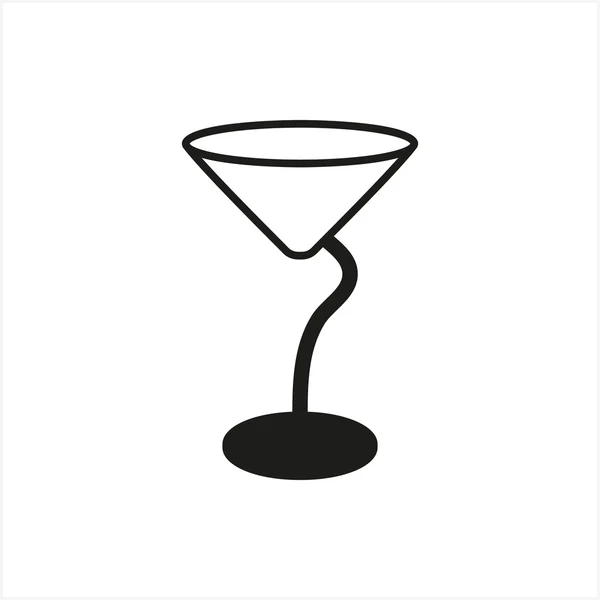 Empty transparent martini glass cup icon in simple monochrome style icon on white background — Stock Vector