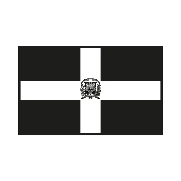 Dominicaanse Republiek vlag monochroom op witte achtergrond — Stockvector