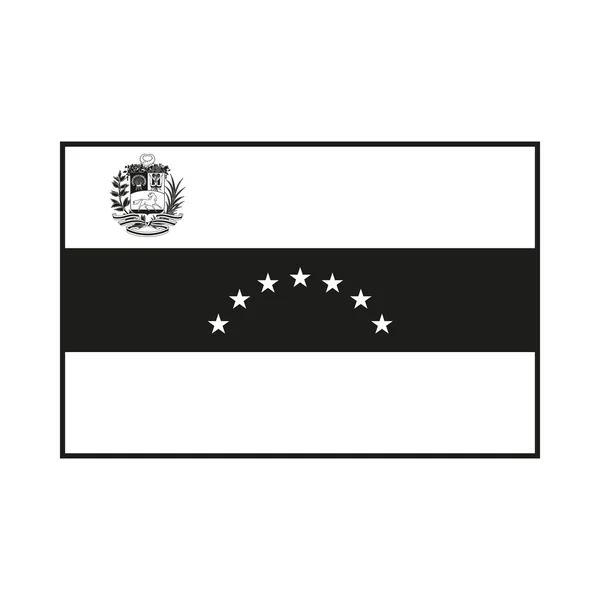 흰색 바탕에 베네수엘라 국기 흑백 — 스톡 벡터