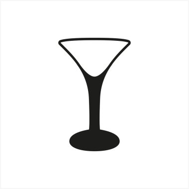 Boş şeffaf martini cam fincan simgesinde basit tek renkli stil ikonu beyaz arka plan üzerinde