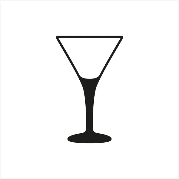 Empty transparent martini glass cup icon in simple monochrome style icon on white background — Stock Vector