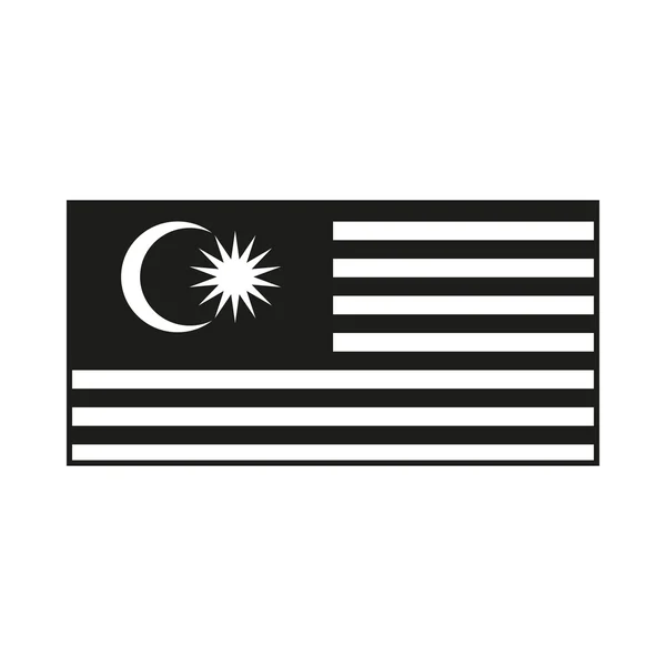Bandera de Malasia monocromo sobre fondo blanco Vector De Stock