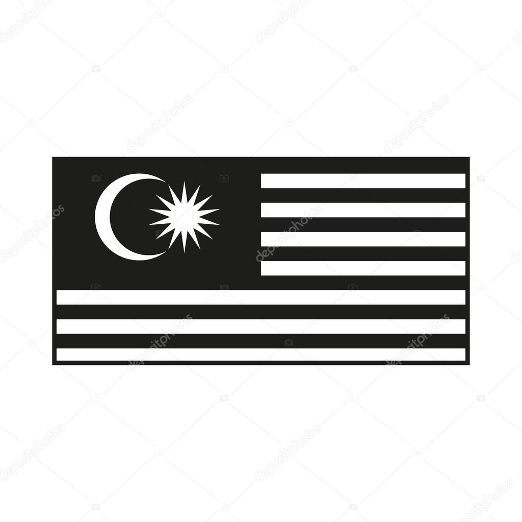 Malaysia flag monochrome on white background