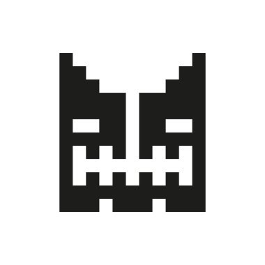 neşeli ve nazik piksel canavar tek renkli