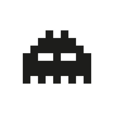 neşeli ve nazik piksel canavar tek renkli