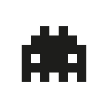 neşeli ve nazik piksel canavar tek beyaz arka plan üzerinde renkli