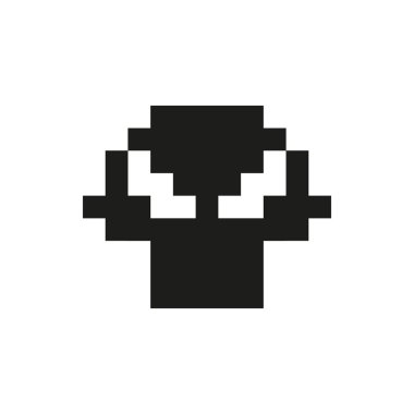 neşeli ve nazik piksel canavar tek beyaz arka plan üzerinde renkli