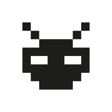 neşeli ve nazik piksel canavar tek beyaz arka plan üzerinde renkli