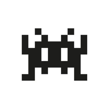 neşeli ve nazik piksel canavar tek beyaz arka plan üzerinde renkli