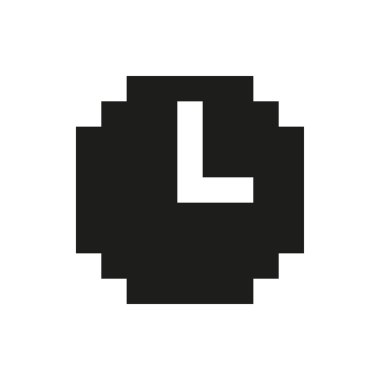 piksel saat monokrom beyaz arka plan üzerinde Retro simgesi