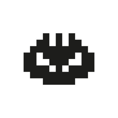 neşeli ve nazik piksel canavar tek beyaz arka plan üzerinde renkli