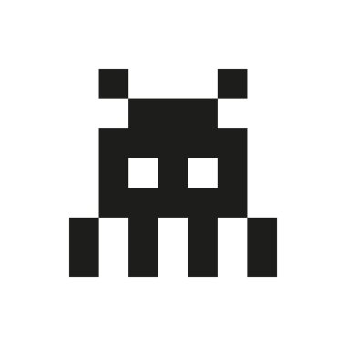 neşeli ve nazik piksel canavar tek beyaz arka plan üzerinde renkli