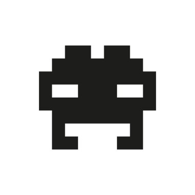 neşeli ve nazik piksel canavar tek beyaz arka plan üzerinde renkli