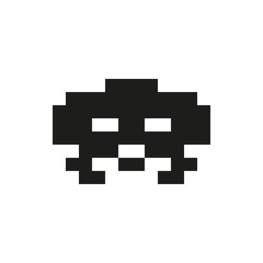 neşeli ve nazik piksel canavar tek beyaz arka plan üzerinde renkli