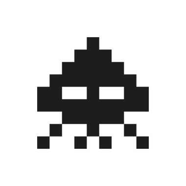 neşeli ve nazik piksel canavar tek beyaz arka plan üzerinde renkli