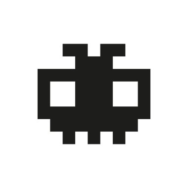 neşeli ve nazik piksel canavar tek beyaz arka plan üzerinde renkli