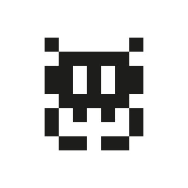 neşeli ve nazik piksel canavar tek beyaz arka plan üzerinde renkli