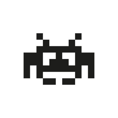 neşeli ve nazik piksel canavar tek beyaz arka plan üzerinde renkli