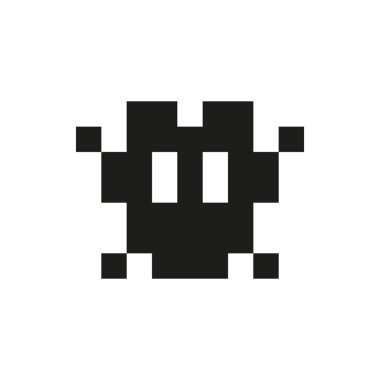 neşeli ve nazik piksel canavar tek beyaz arka plan üzerinde renkli