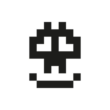 neşeli ve nazik piksel canavar tek beyaz arka plan üzerinde renkli