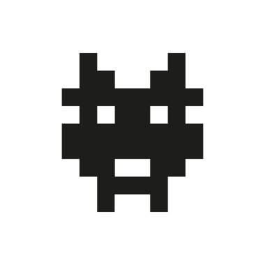 neşeli ve nazik piksel canavar tek beyaz arka plan üzerinde renkli