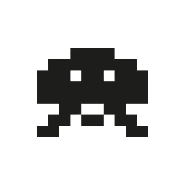 neşeli ve nazik piksel canavar tek beyaz arka plan üzerinde renkli