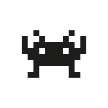 neşeli ve nazik piksel canavar tek beyaz arka plan üzerinde renkli