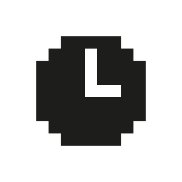 Retro ikony pikseli zegar monochromatyczne na białym tle — Wektor stockowy
