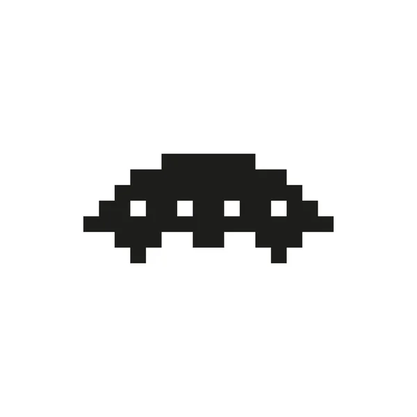 Vrolijke en vriendelijke pixel monster monochroom op witte achtergrond — Stockvector