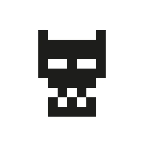 Joyeux et gentil pixel monstre monochrome sur fond blanc — Image vectorielle