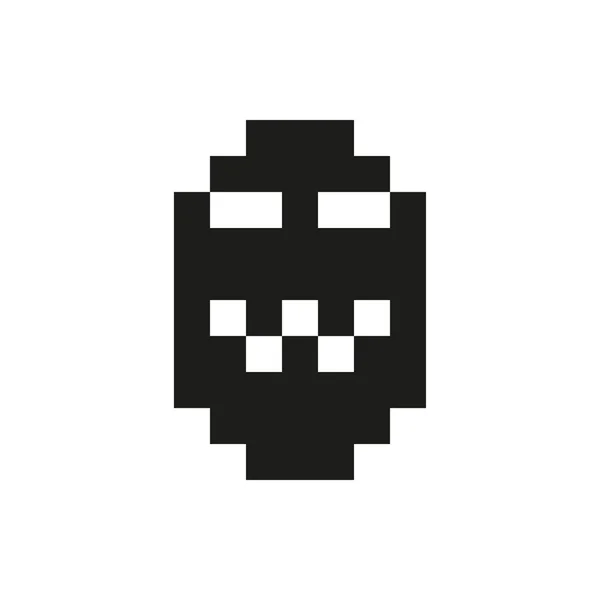 Vidám és kedves pixel szörnyeteg fekete-fehér, fehér háttér — Stock Vector