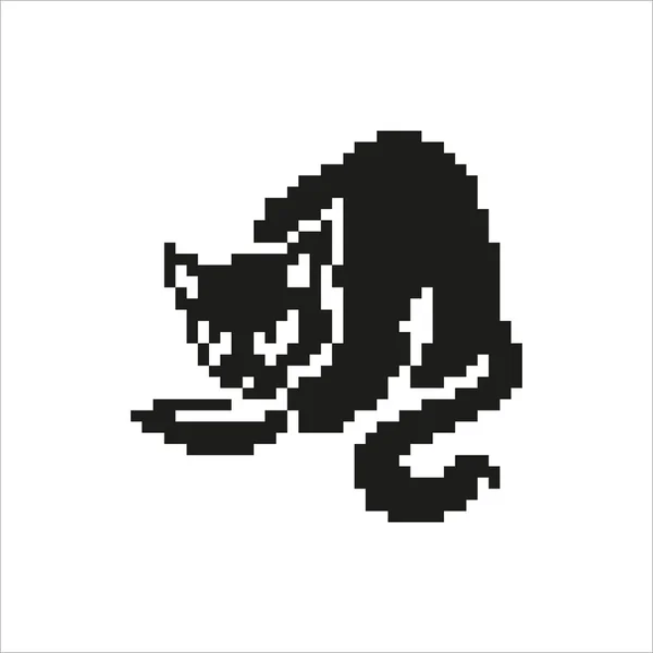 猫 - ピクセル デザインのベクトル イラスト — ストックベクタ