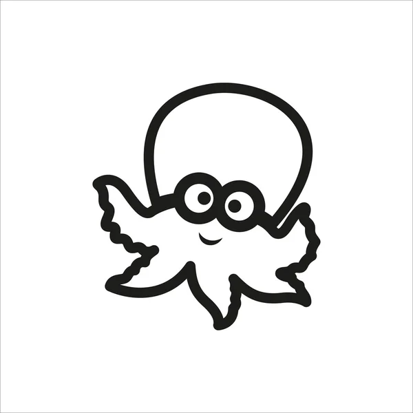 Ilustracja kreskówka Octopus w ikonę prosty styl monochromatyczne na białym tle — Wektor stockowy