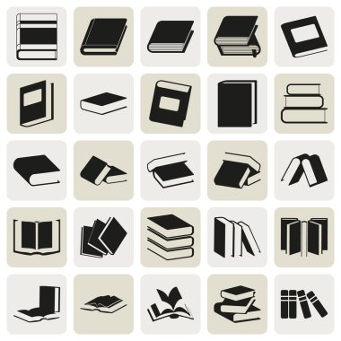 kara kitap basit Icons set