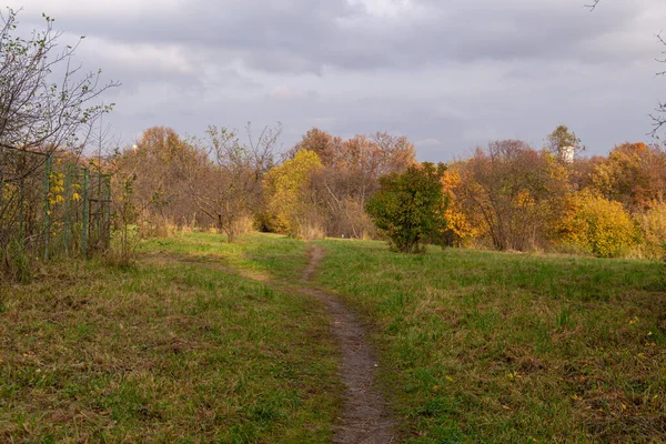 Uma Estrada Parque Outono Vista Sazonal Moscou — Fotografia de Stock